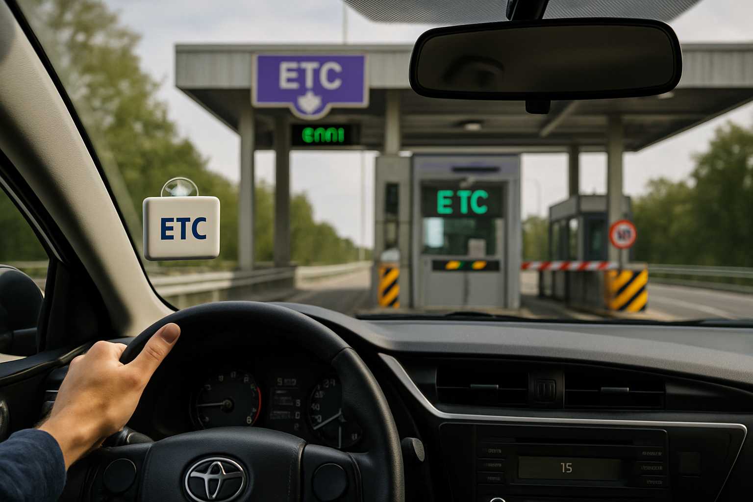 Electronic toll payment system in use by a driver